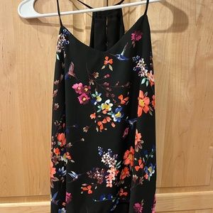 spaghetti strap lose fitting dress shirt. Black with floral pattern. Worn once